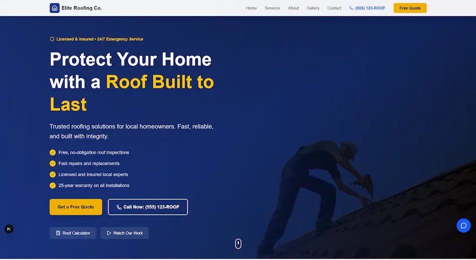 Elite Roofing Company Website