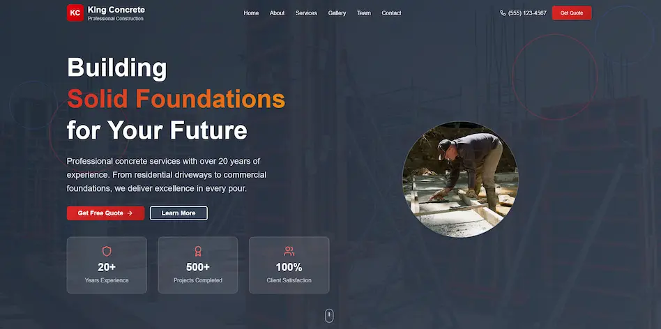 King Concrete Website